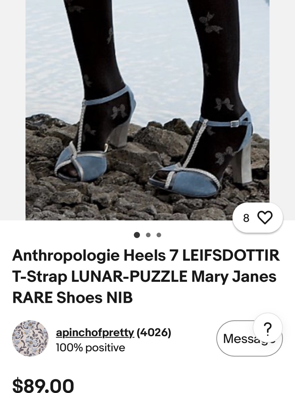 Anthropologie LEIFSDOTTIR Powder Blue T‑Strap Mary Jane Heels